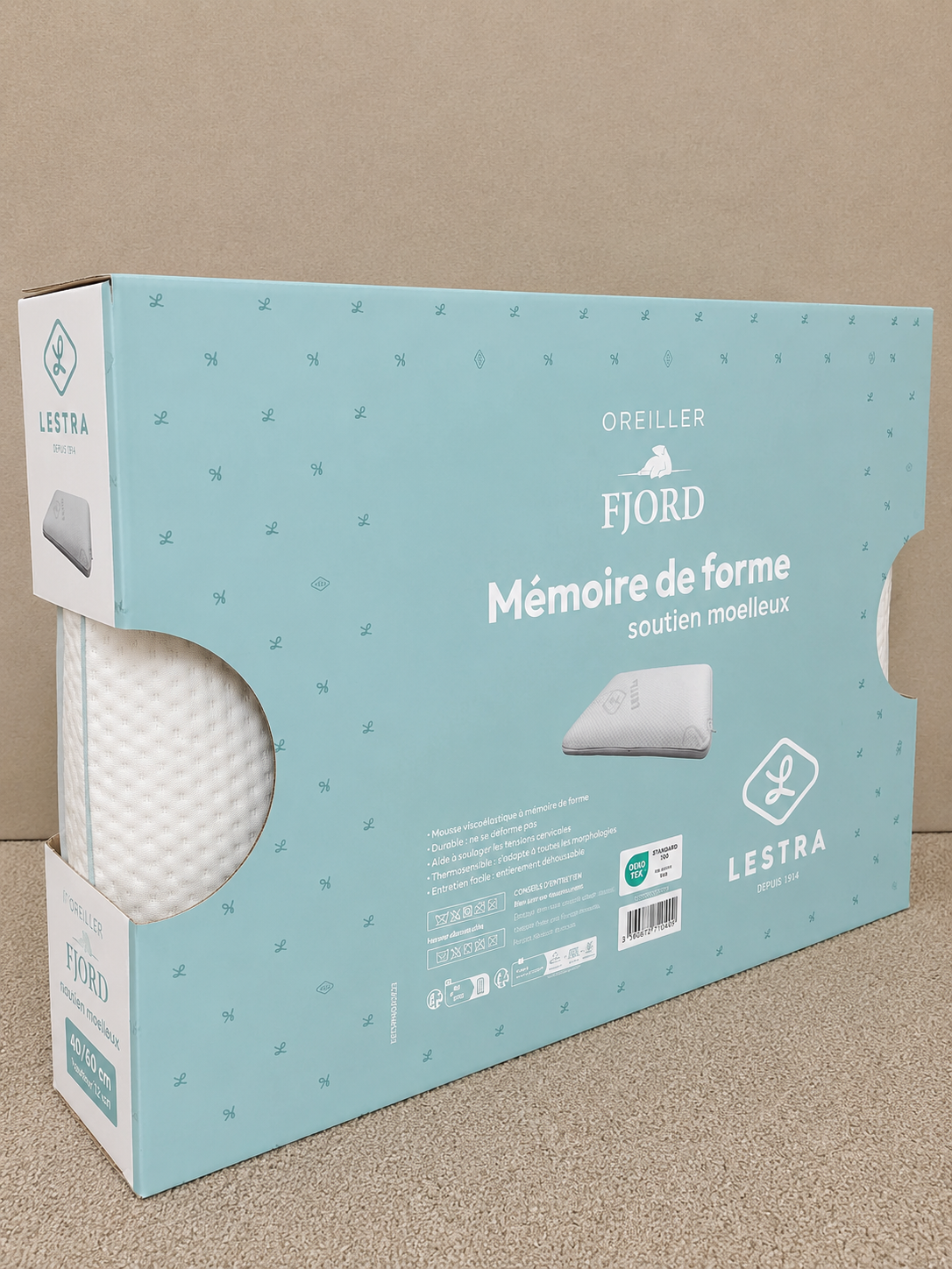 Oreiller Moelleux Mémoire de Forme Fjord  – Mal de Nuque 40x60 – Image 3