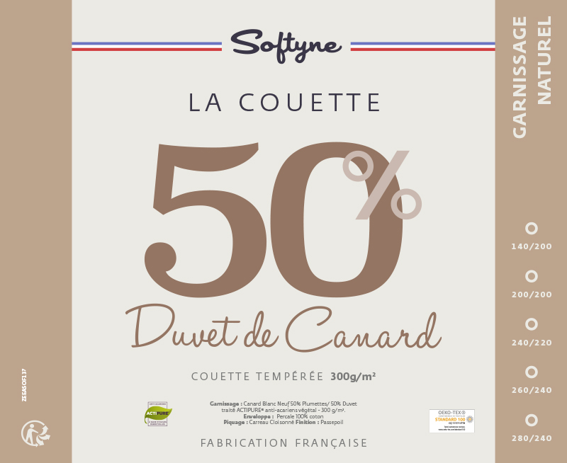 Couette 50% duvet de canard